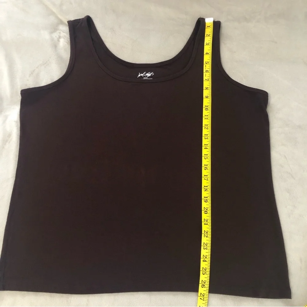 Lord Taylor Womens Tank Top Plus Size 3X LOT OF 2 Navy Blue Print & Brown Solid - Picture 11 of 13